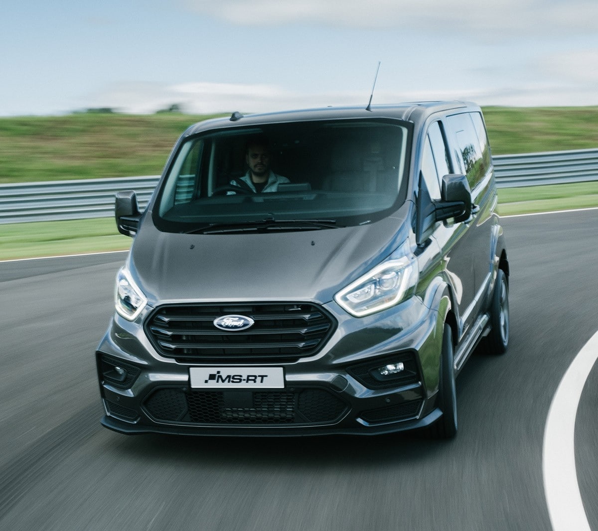 Ford Transit Custom MS-RT driving around on race track