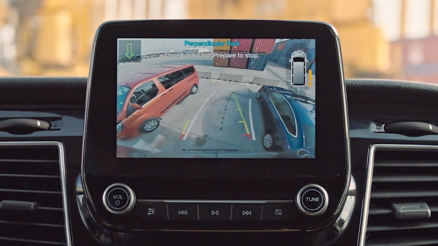 New Ford Tourneo close up on Active Park assist rear view camera