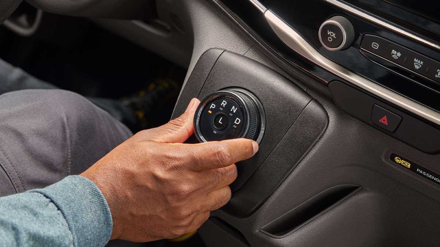 New Ford E-Transit detail of rotary gear shifter