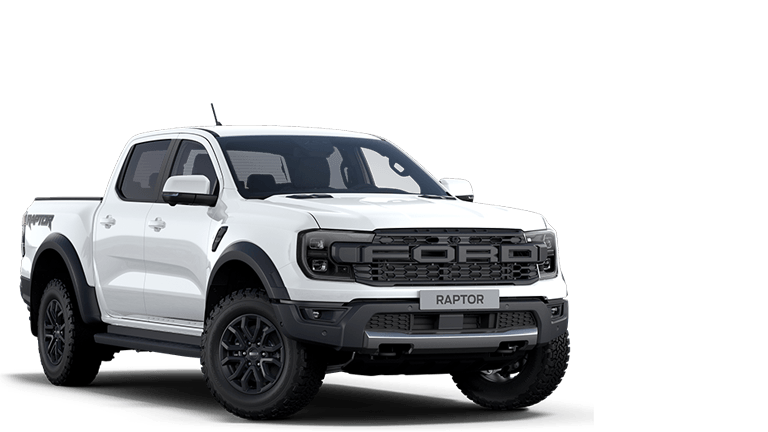 Arctic White Ford Ranger Raptor exterior front angle