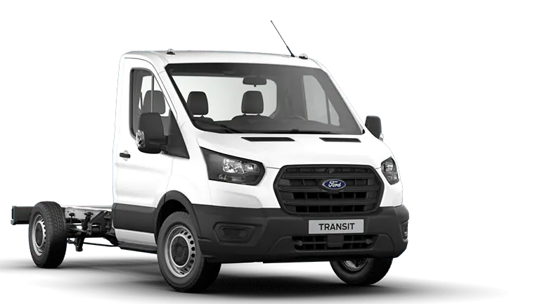 Frozen White Ford Transit Chassis Leader exterior front angle