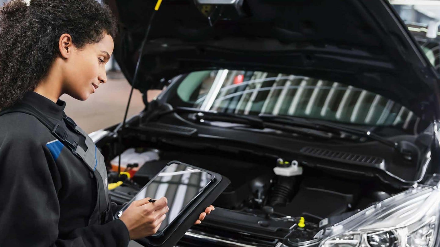 Ford apprentice collecting data