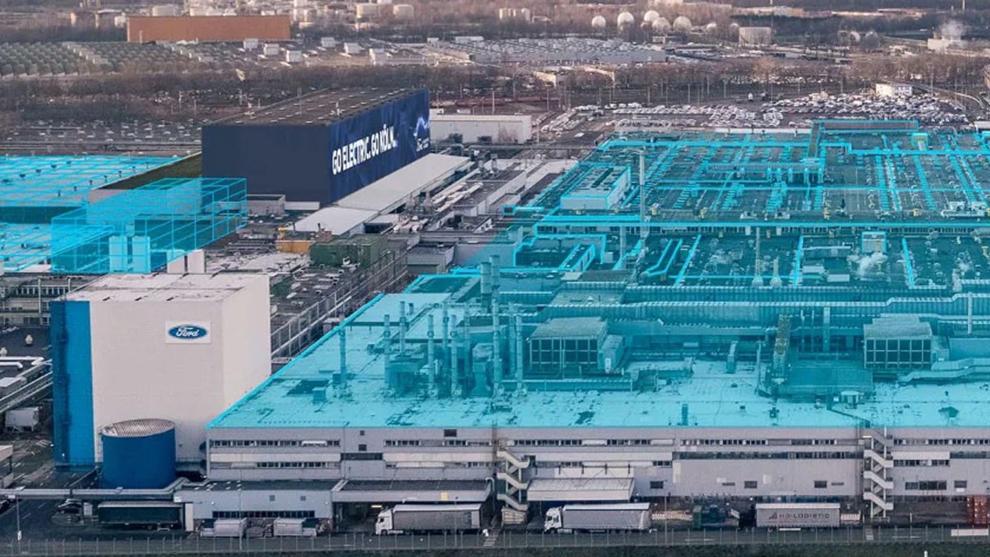 birds eye view of ford plant facility