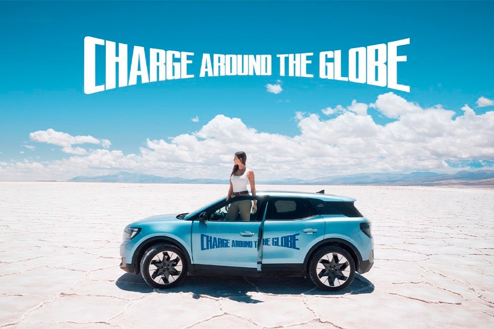 Adventurer Lexie Alford with the electric Ford Explorer.