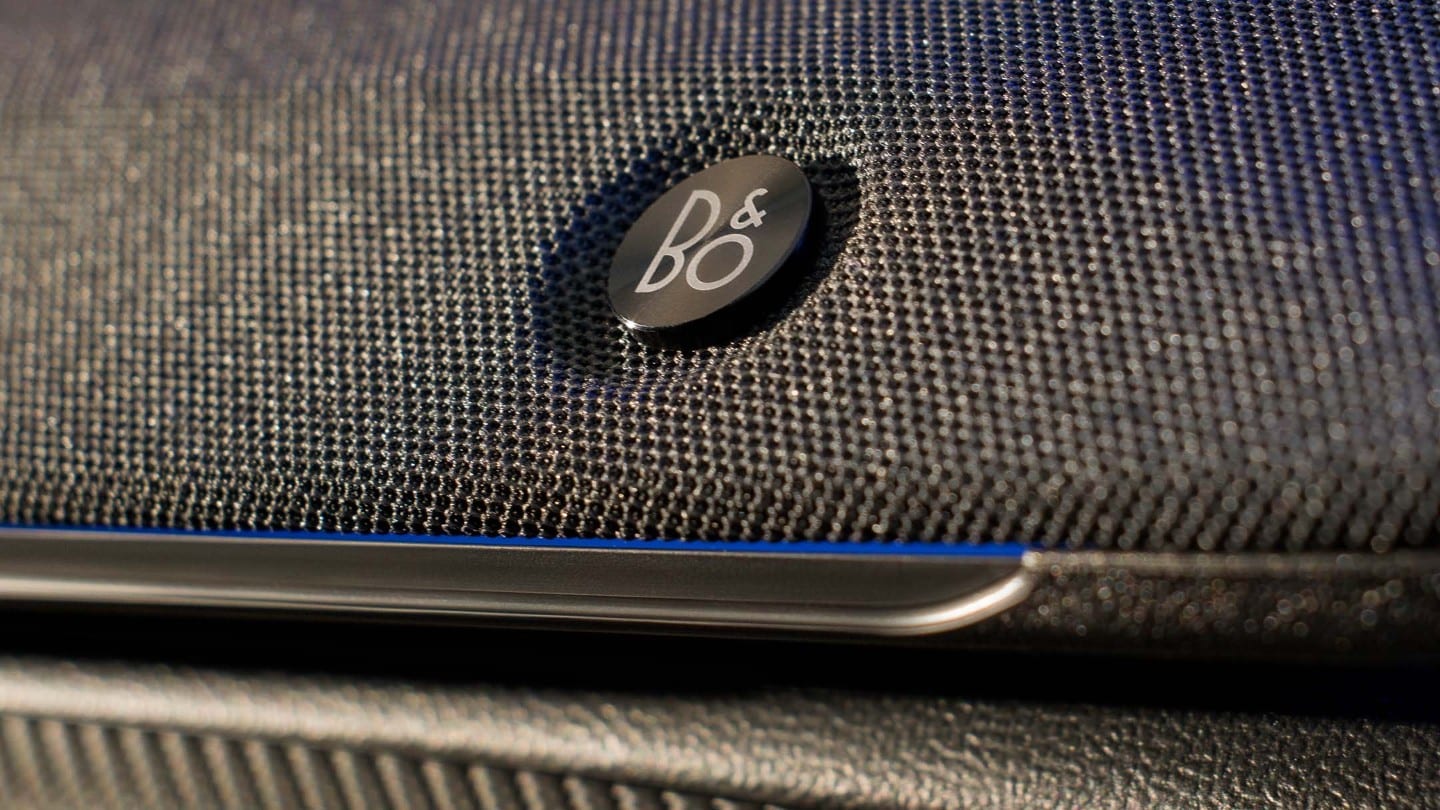 A close up of a B&O speaker inside the Ford Explorer.
