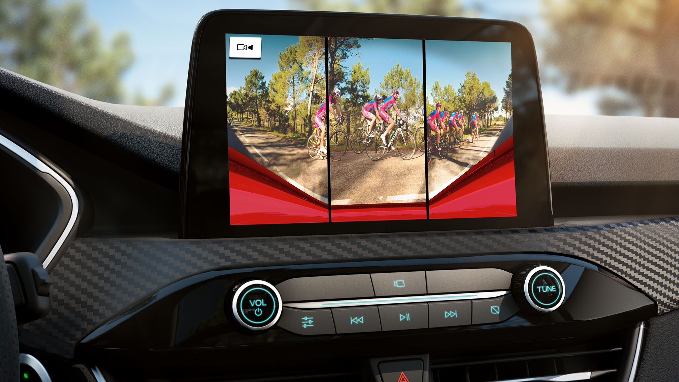 Screen with front view cameras