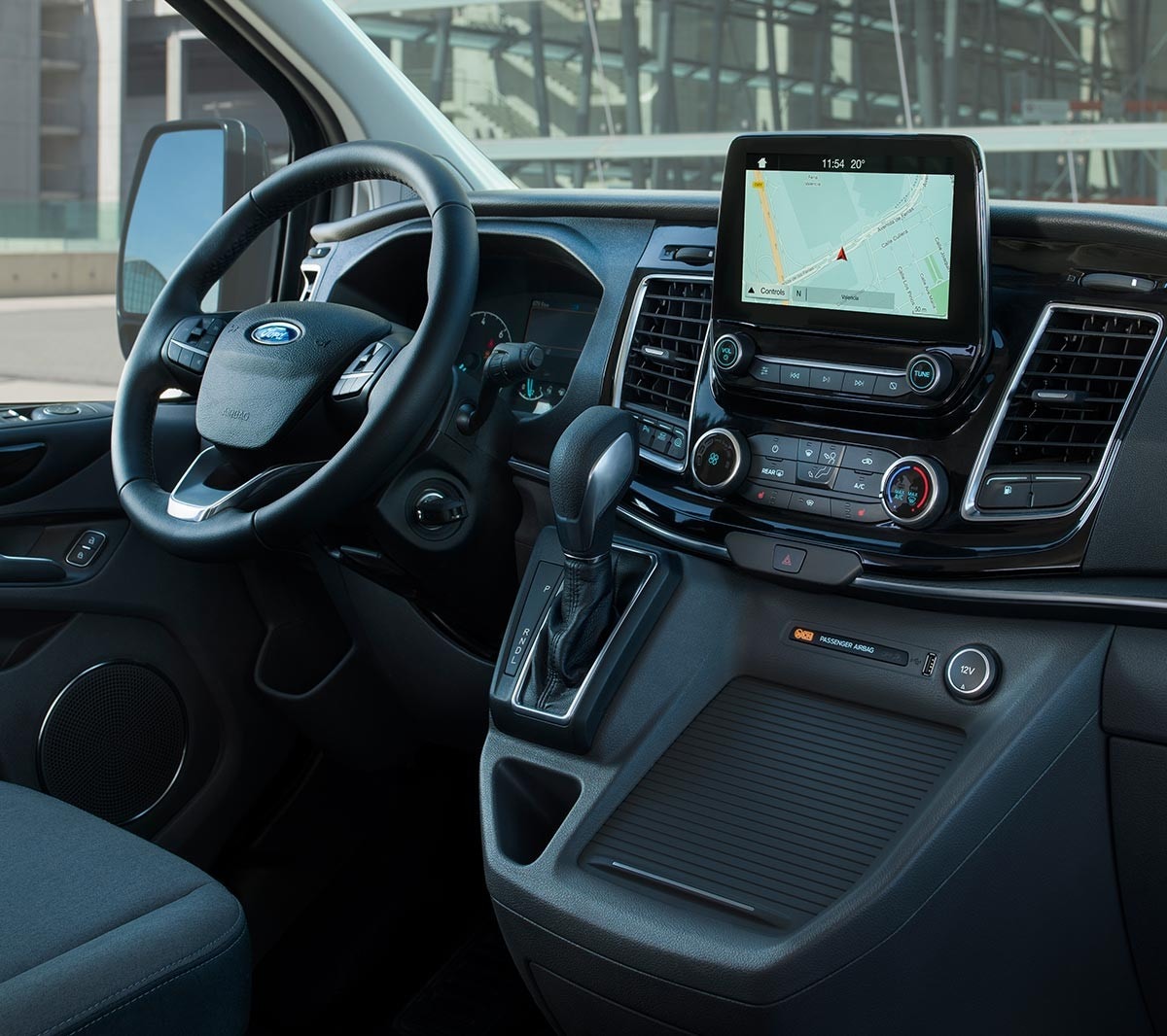 Ford Tourneo Custom interior with SYNC 3 showing