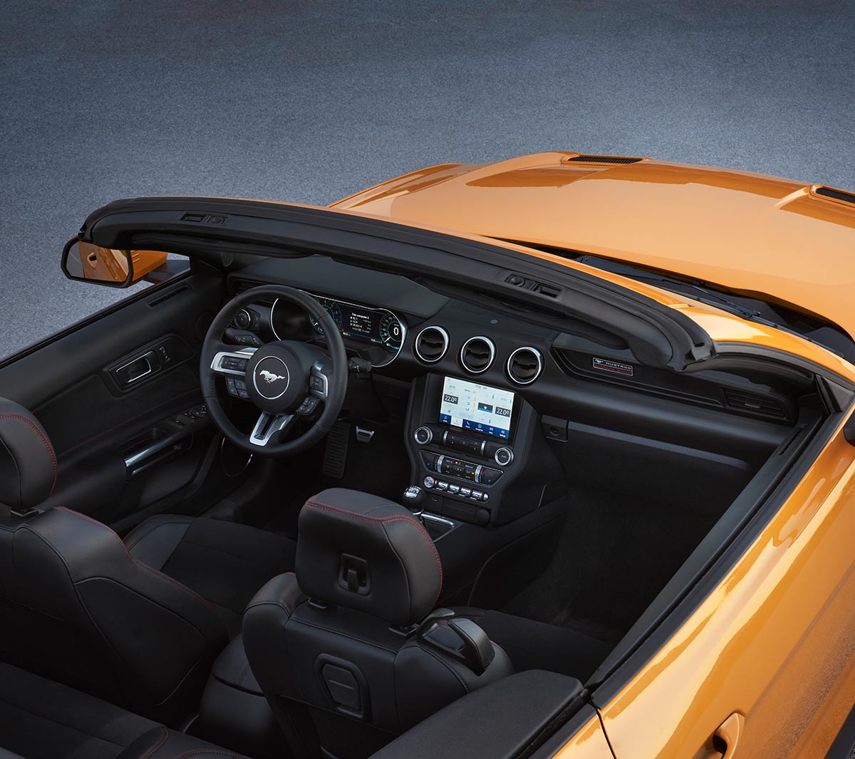Ford Mustang California Edition interior dashboard design viewed from above