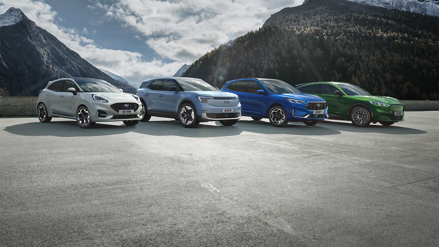 Line-up of Ford Fiesta replacement cars, including Ford Puma, electric Ford Explorer and Ford Kuga