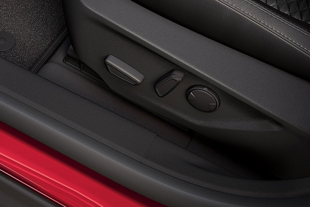 Close-up of seat adjustment controls