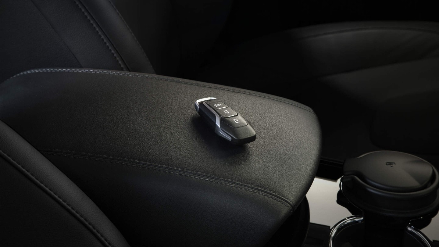 Ford KeyFree fob on the armrest