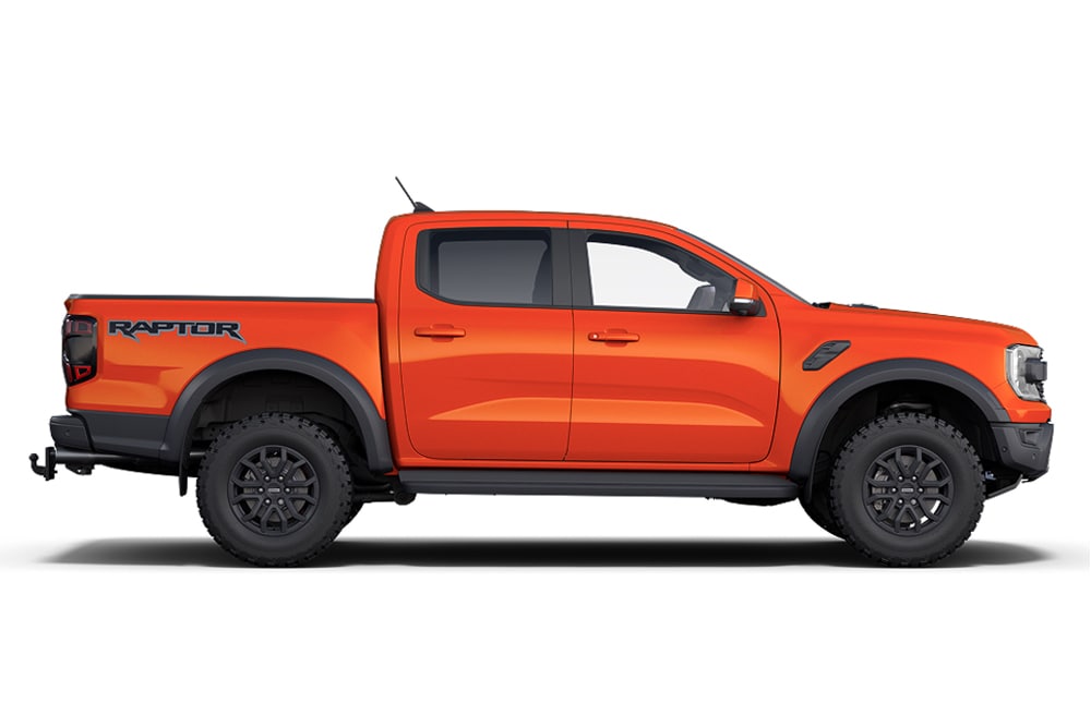 Orange Ford Ranger Raptor 4x4, part of the Ford performance cars range.