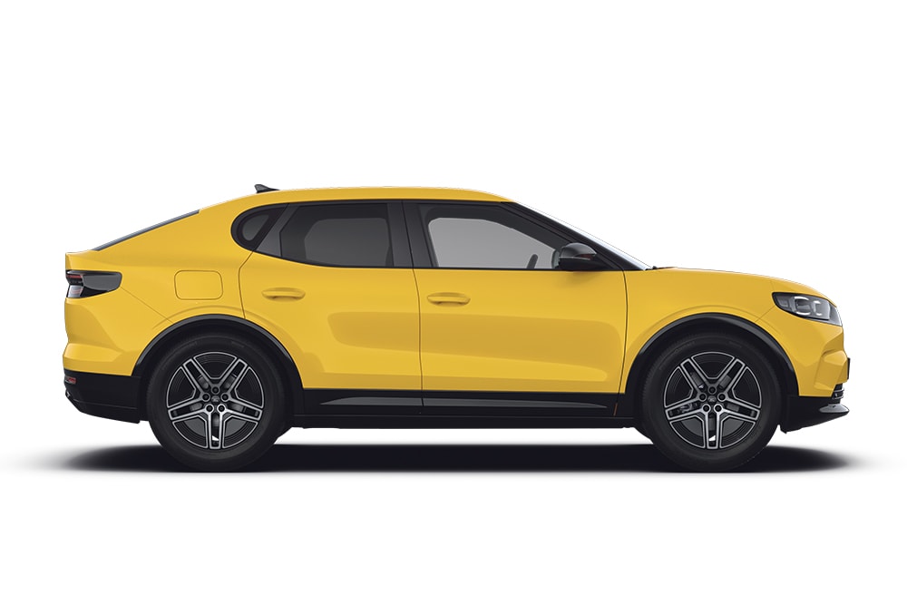 Yellow Ford Capri, part of the Ford SUV range.