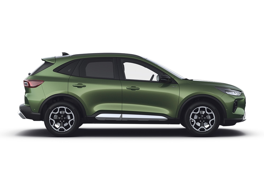 Green Ford Kuga, part of the Ford SUV range.