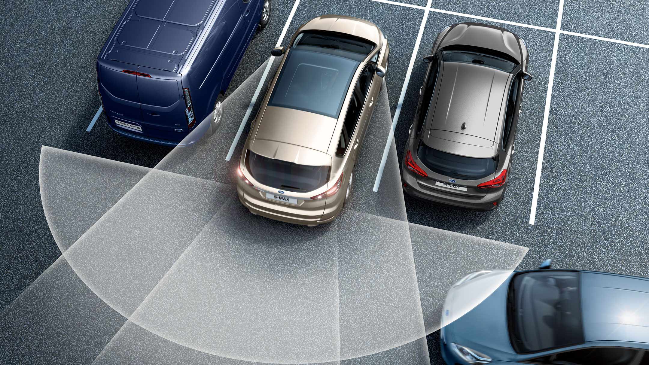 Ford S-MAX reversing from parking spot with Park Out Assist