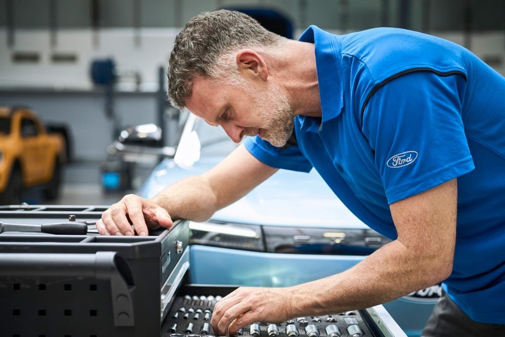 Ford Service Engineer checking starter motors