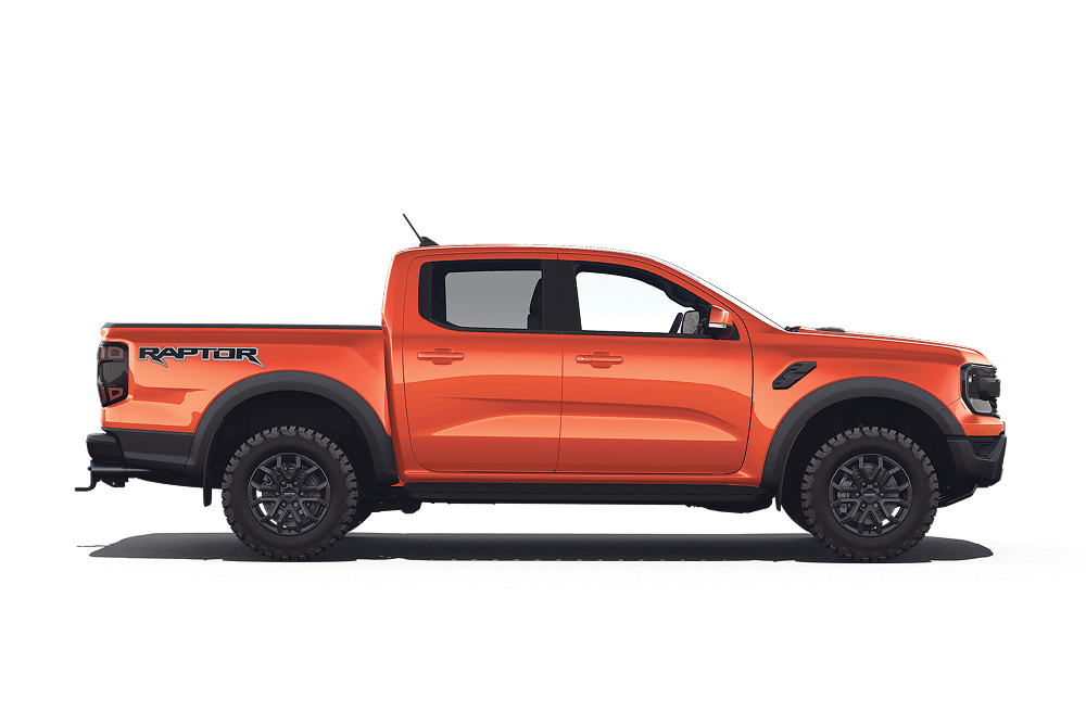 Side view of a Ford Ranger Raptor.
