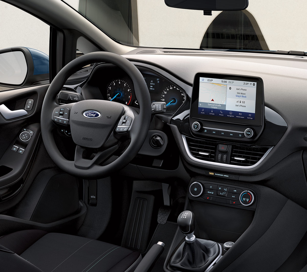 Ford Fiesta Van interior with steering wheel detail