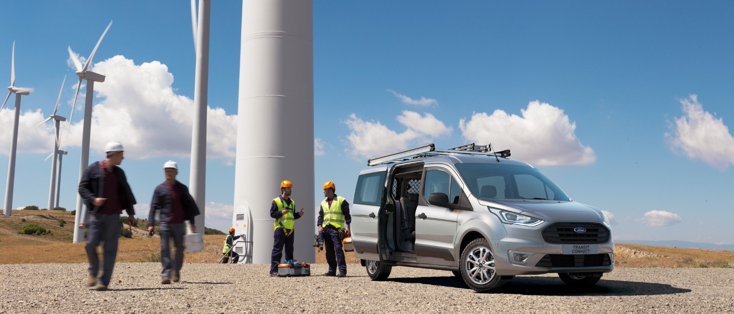 Ford Transit Connect with work crew