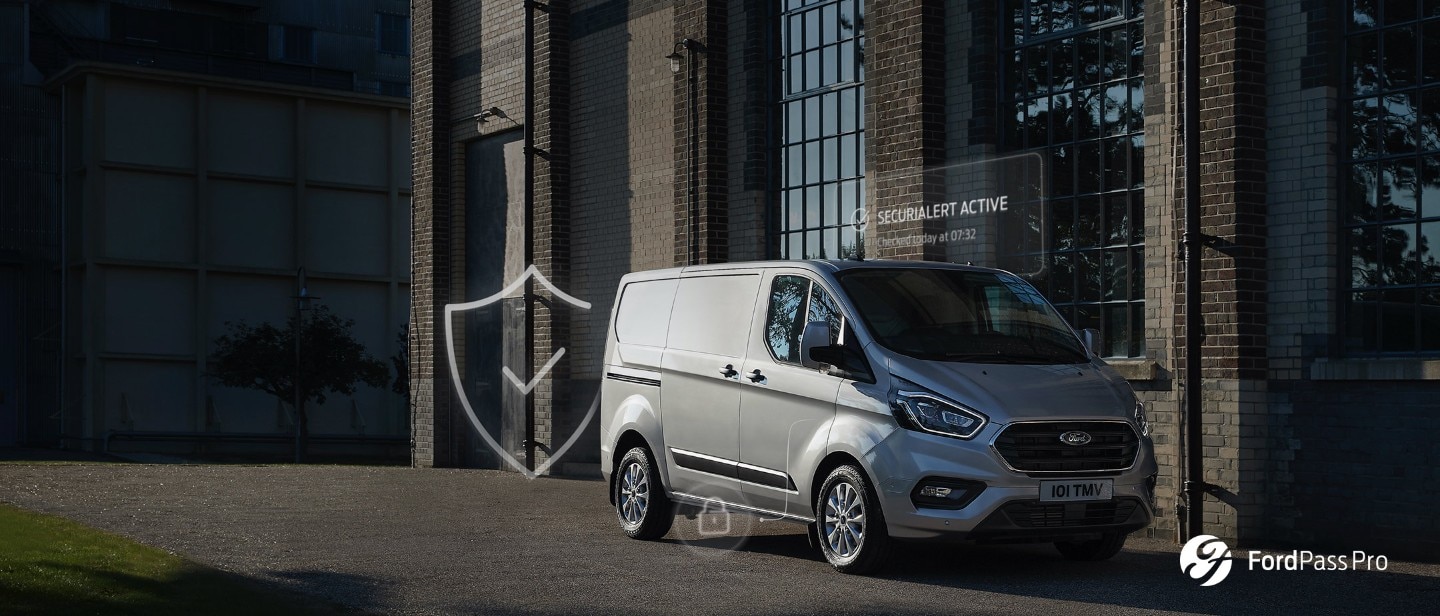 Silver Ford Transit Custom front three quarter view