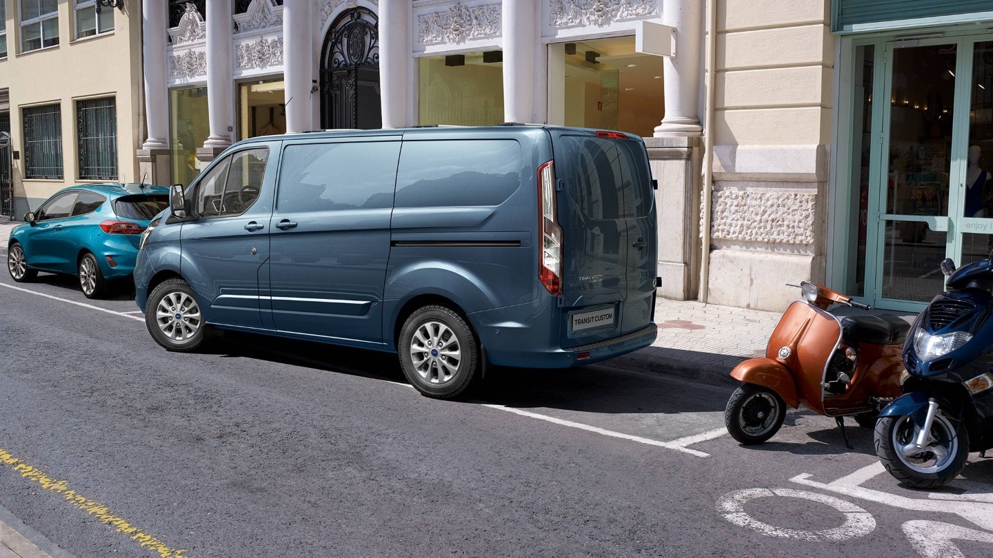 Transit Custom van parking up using active park assist