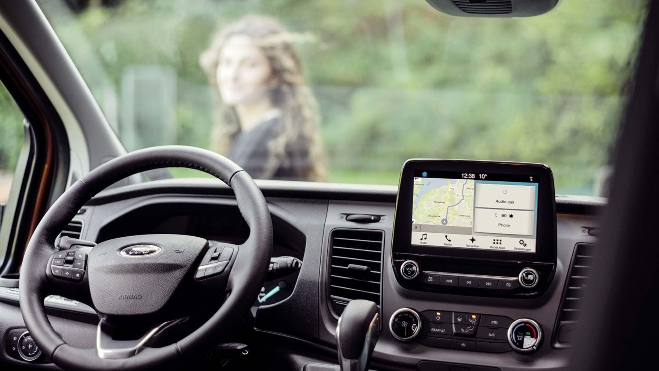 Ford Transit Custom Nugget dashboard view with open navigation