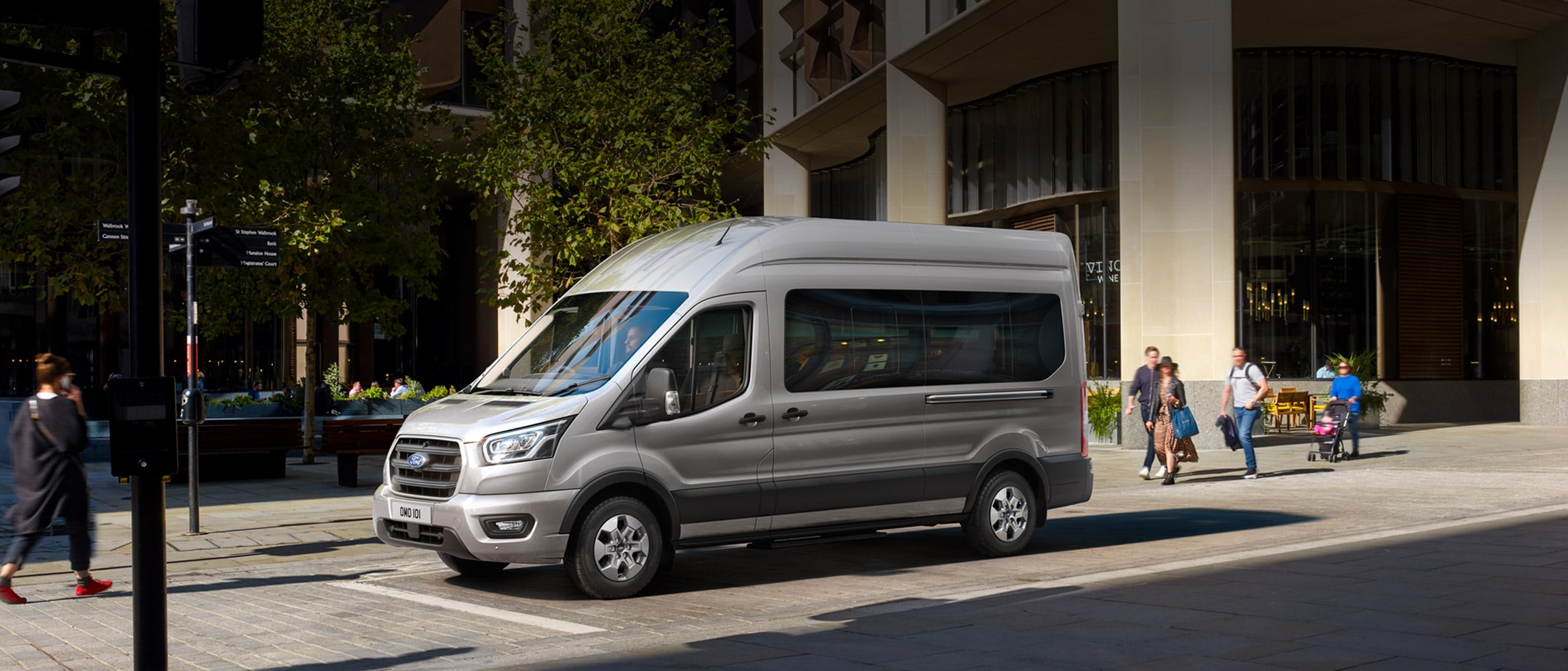Transit Minibus parked in busy street