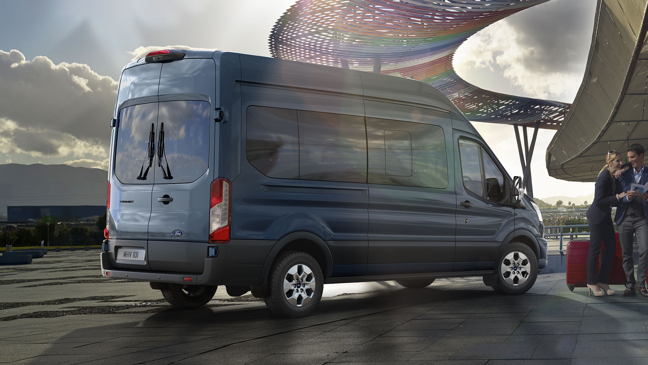 Rear view of the Ford Transit Minibus