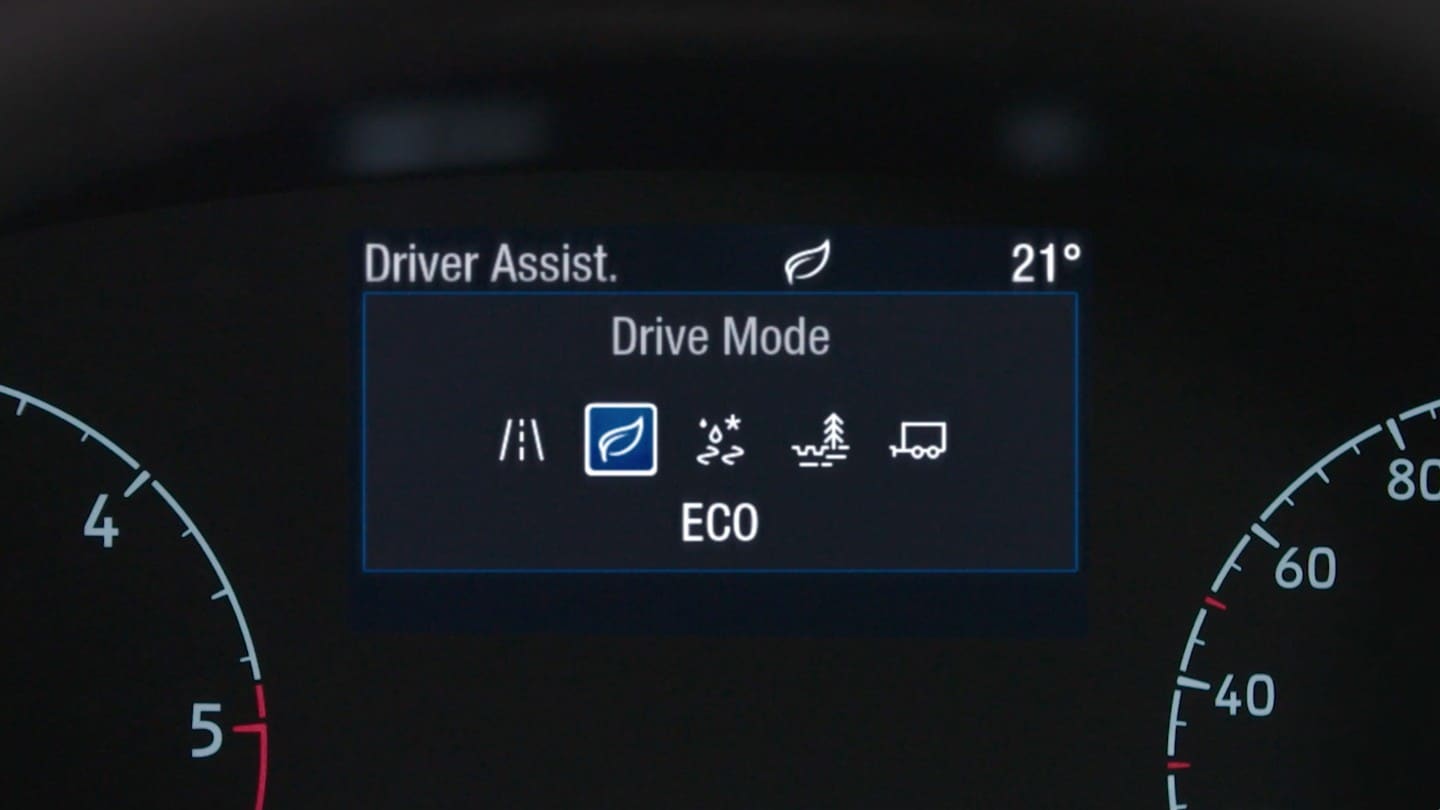 Ford Transit Van selectable drives mode screen close up