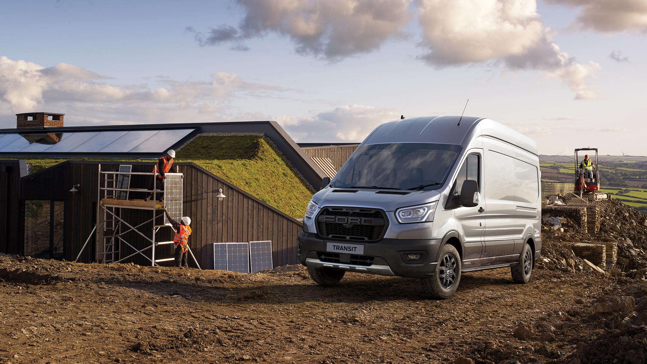 Ford Transit Van Trail front in rural building site