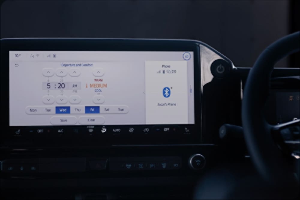Ford E-Transit Custom's infotainment screen.