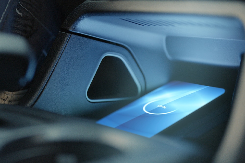 Phone charging wirelessly in Ford Ranger Raptor.