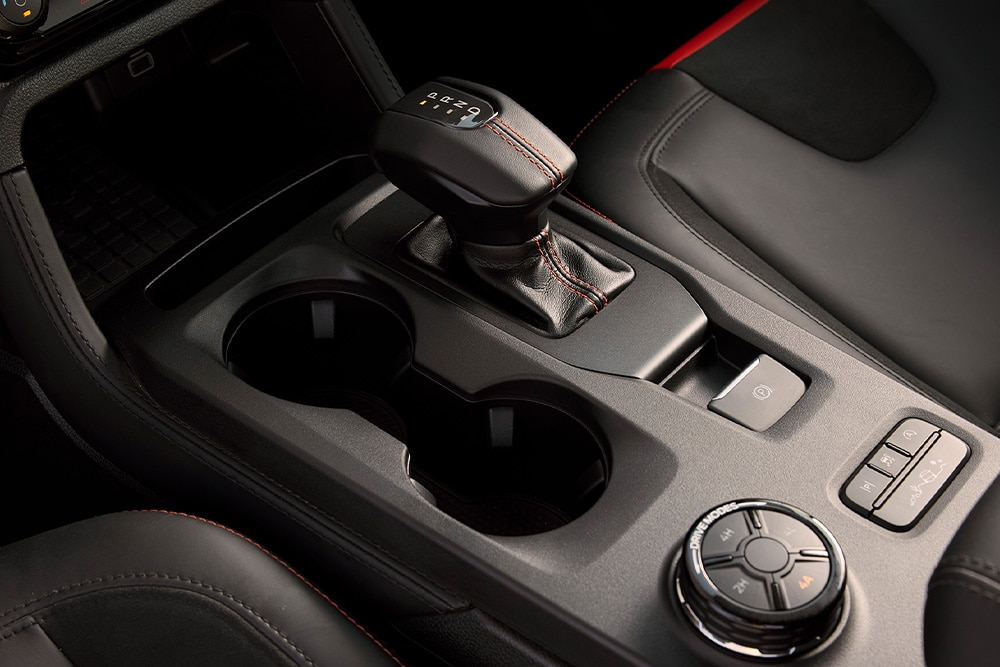 Ford Ranger Raptor center console with drive mode selector.