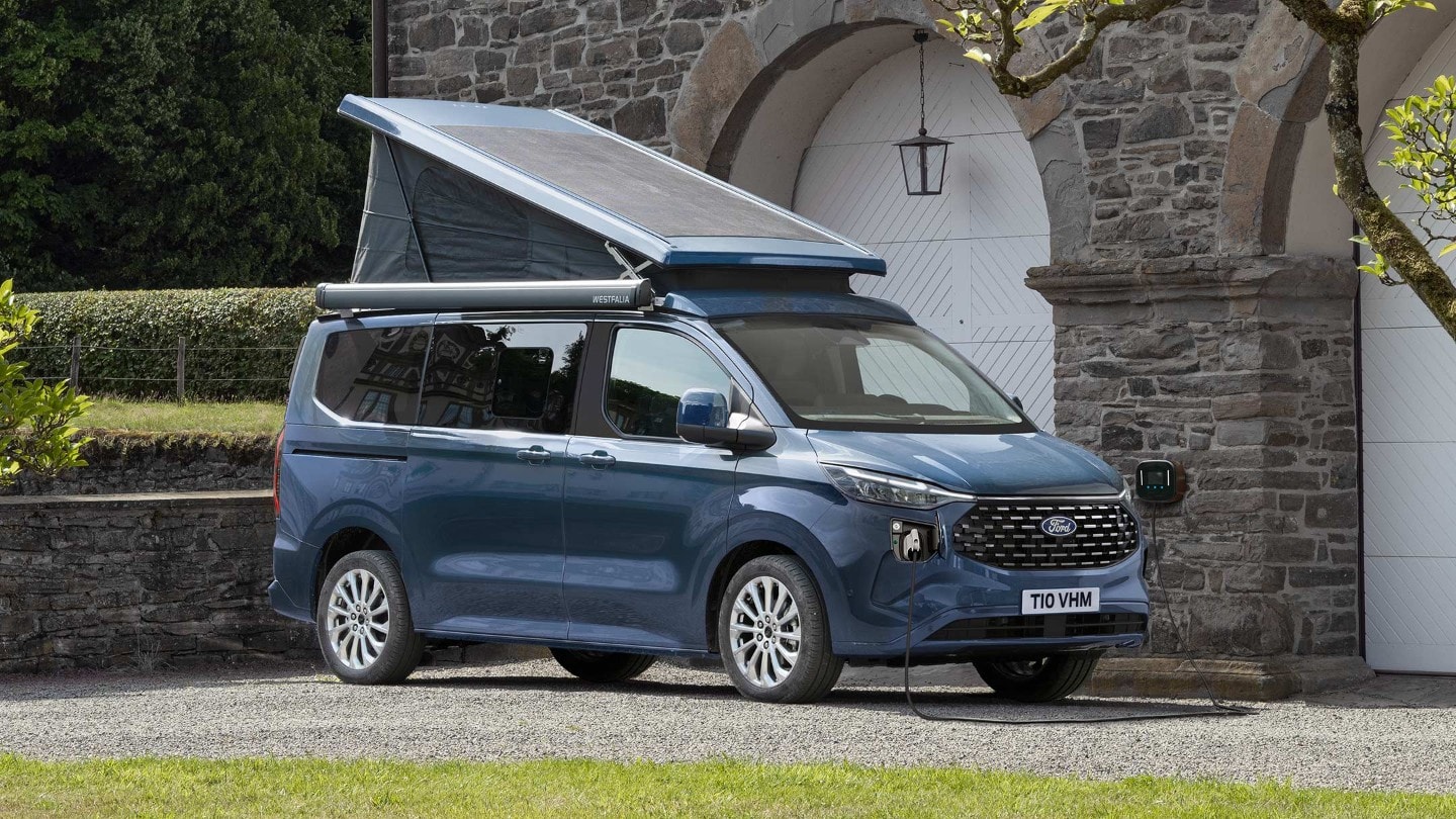 Ford Transit Custom Nugget standing in front of house