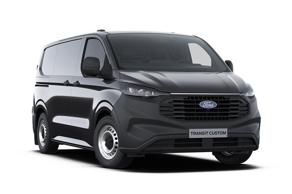 Dark gray Leader Ford Transit Custom van.