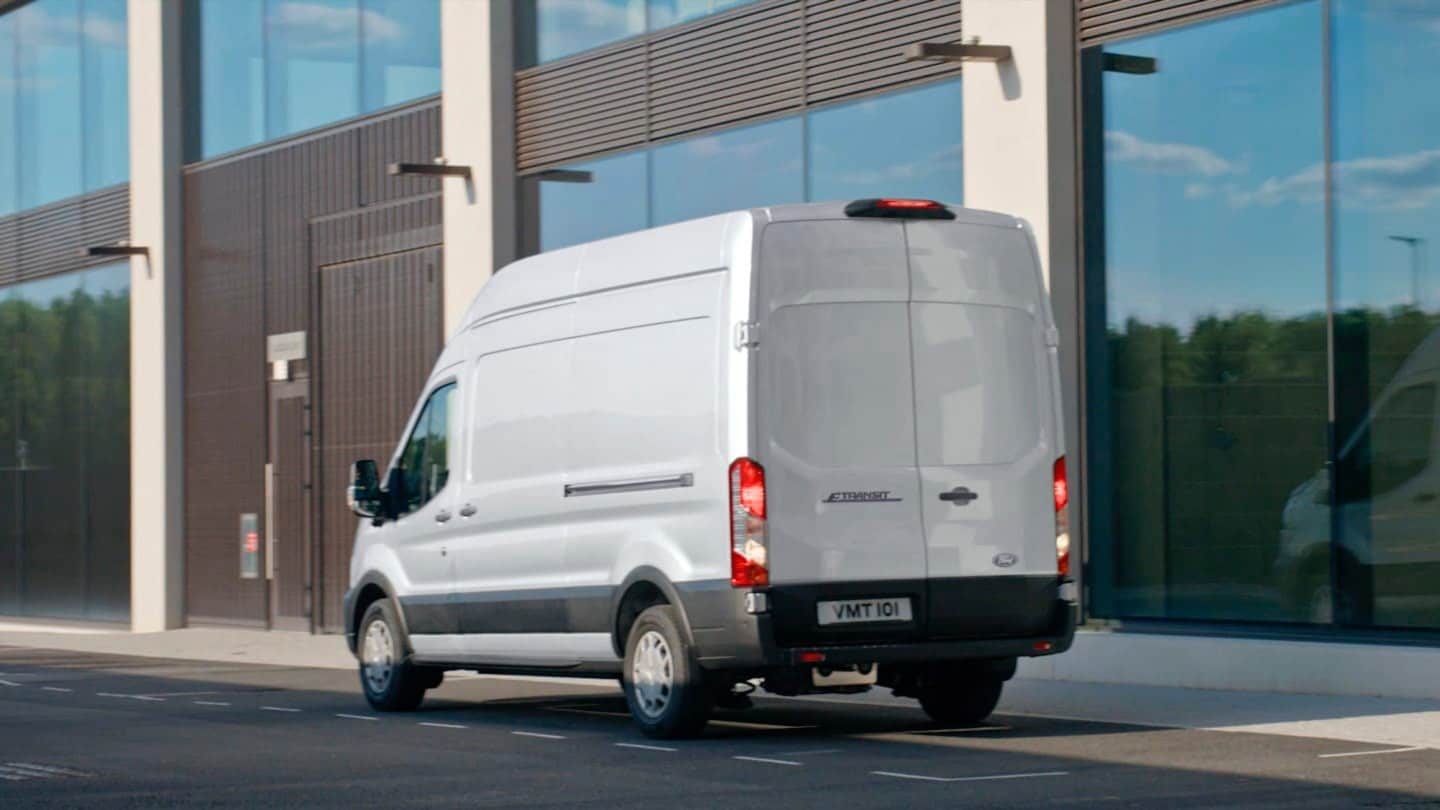 Ford E-Transit parked on city road