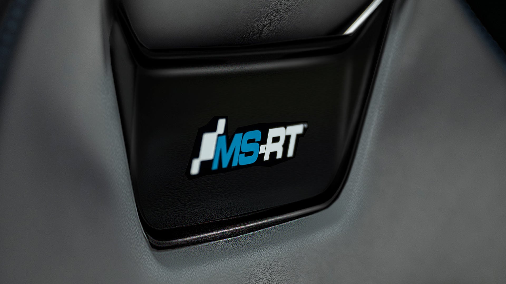 Close-up of MS-RT seat badge.