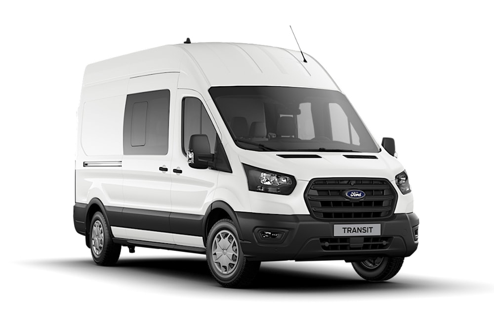 White Trend series Ford Transit Double Cab-In-Van.