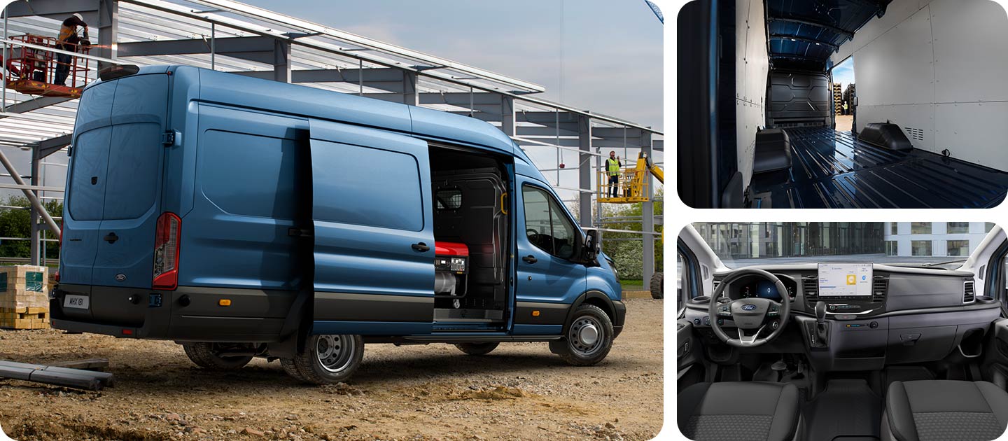 Blue Ford Transit Van composite image