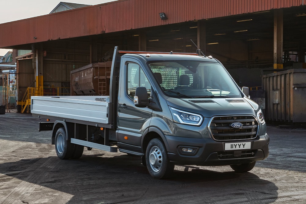 Ford Transit Chassis Cab parked on an industrial estate. 