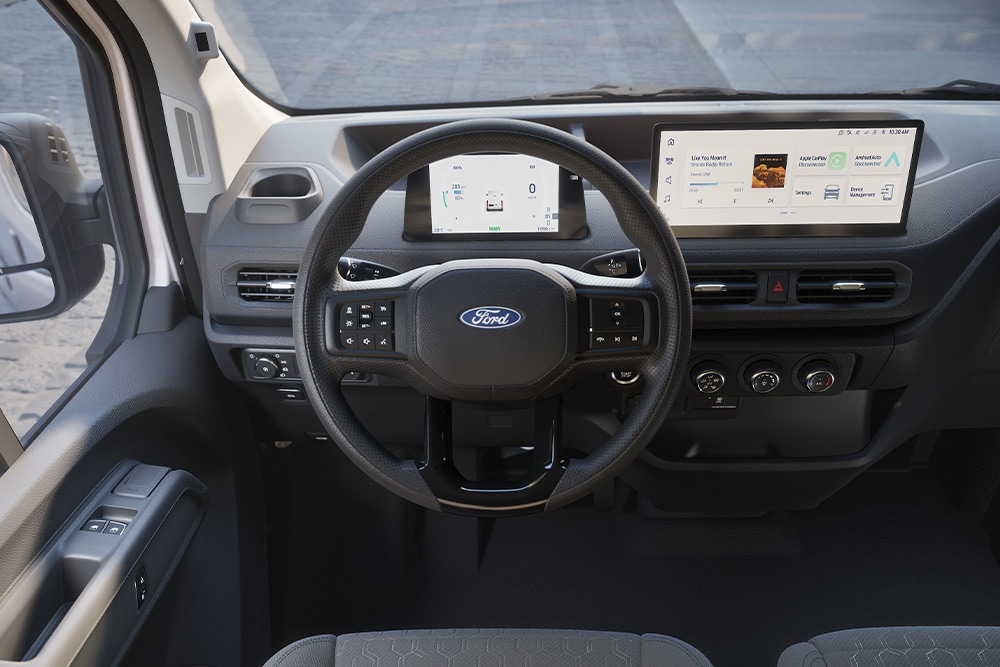 The interior view of the All-New Ford Transit City dashboard