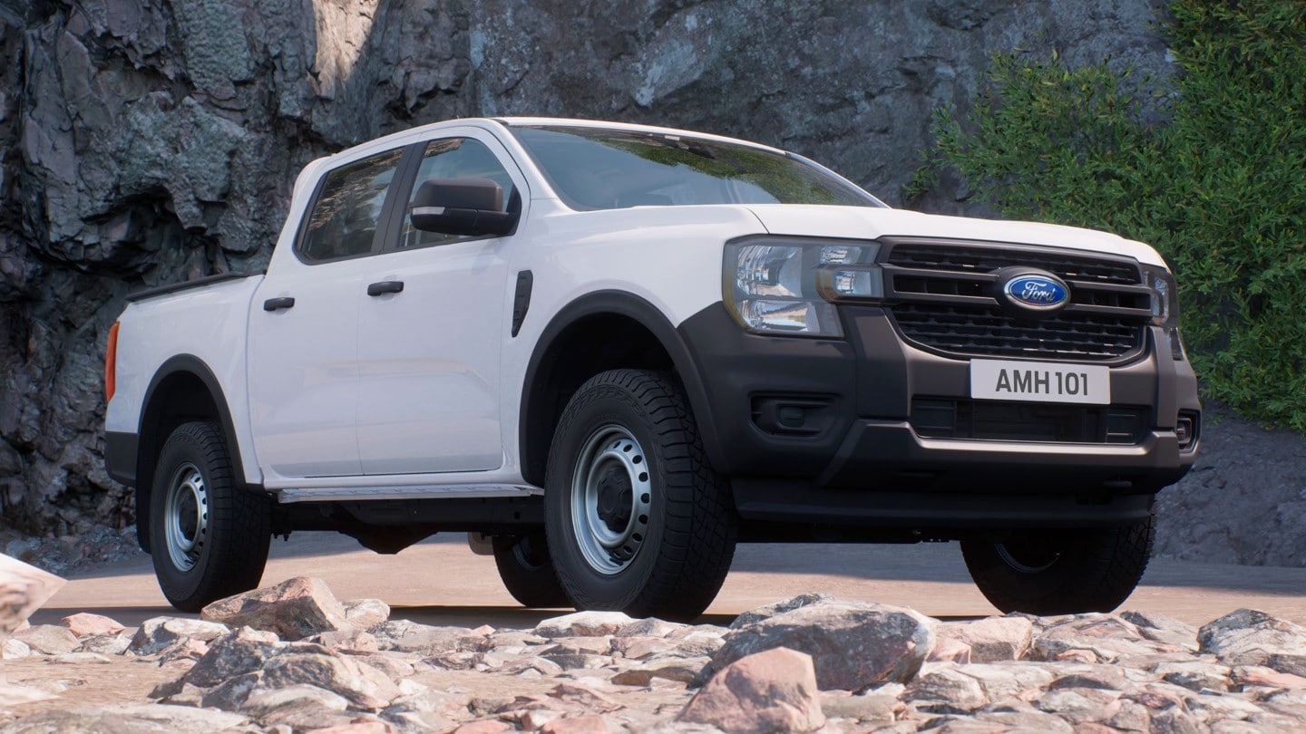 All-New Blue Ford Ranger 3/4 view from the front