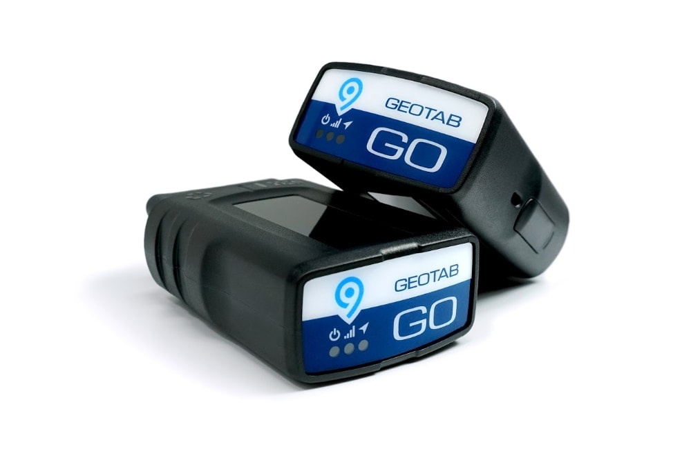 Close up of two Geotab GO 9 GPS fleet tracking devices.