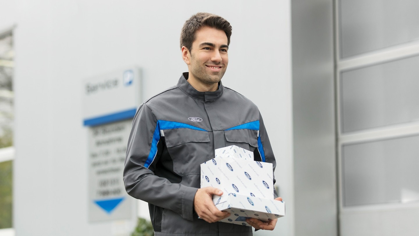Ford service representative, delivering parcels