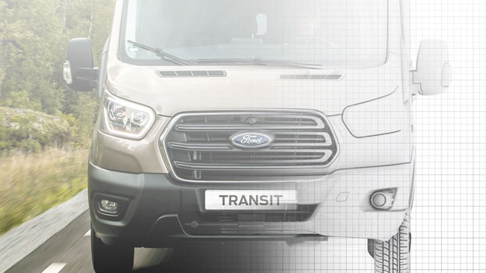 Ford Transit Van driving near forest