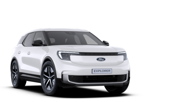 Frozen White Ford Explorer Select exterior front angle