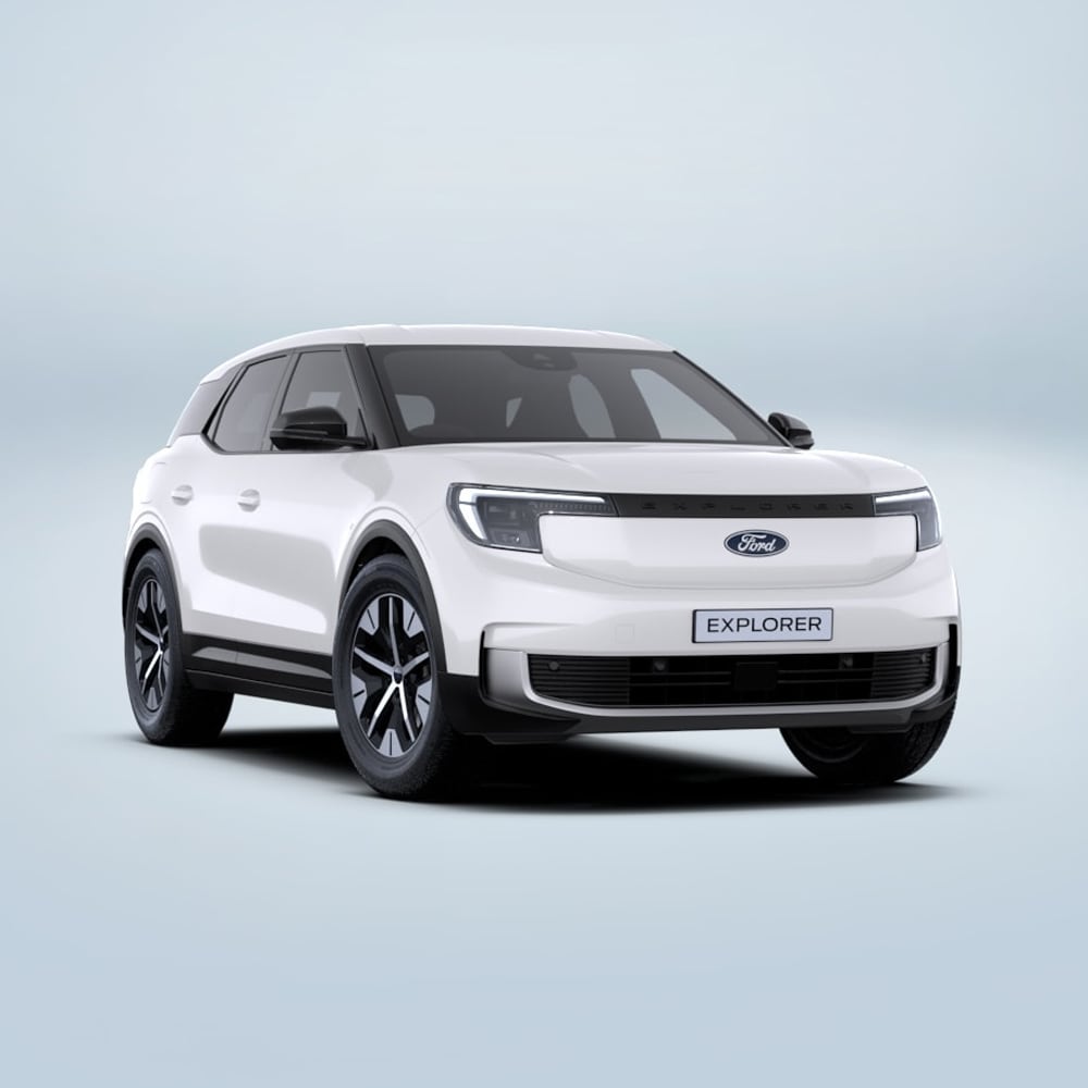 Front three-quarter view of a white Ford Explorer Select