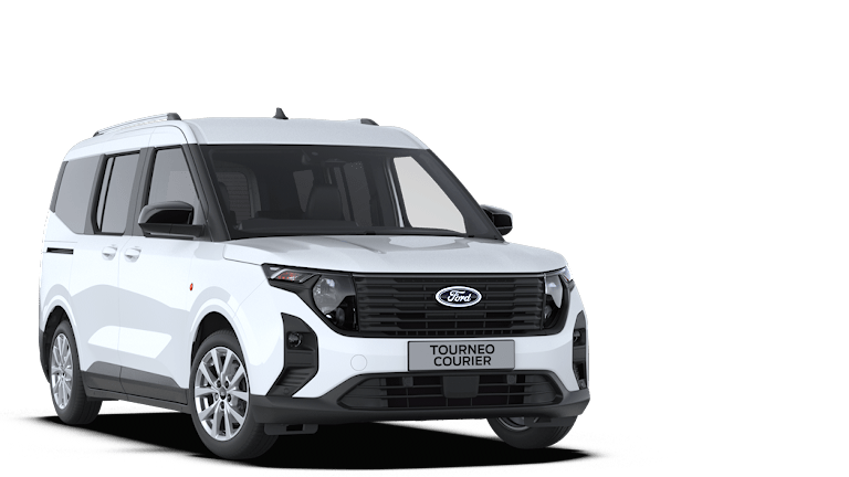 Frozen White Ford Tourneo Courier Titanium exterior front angle