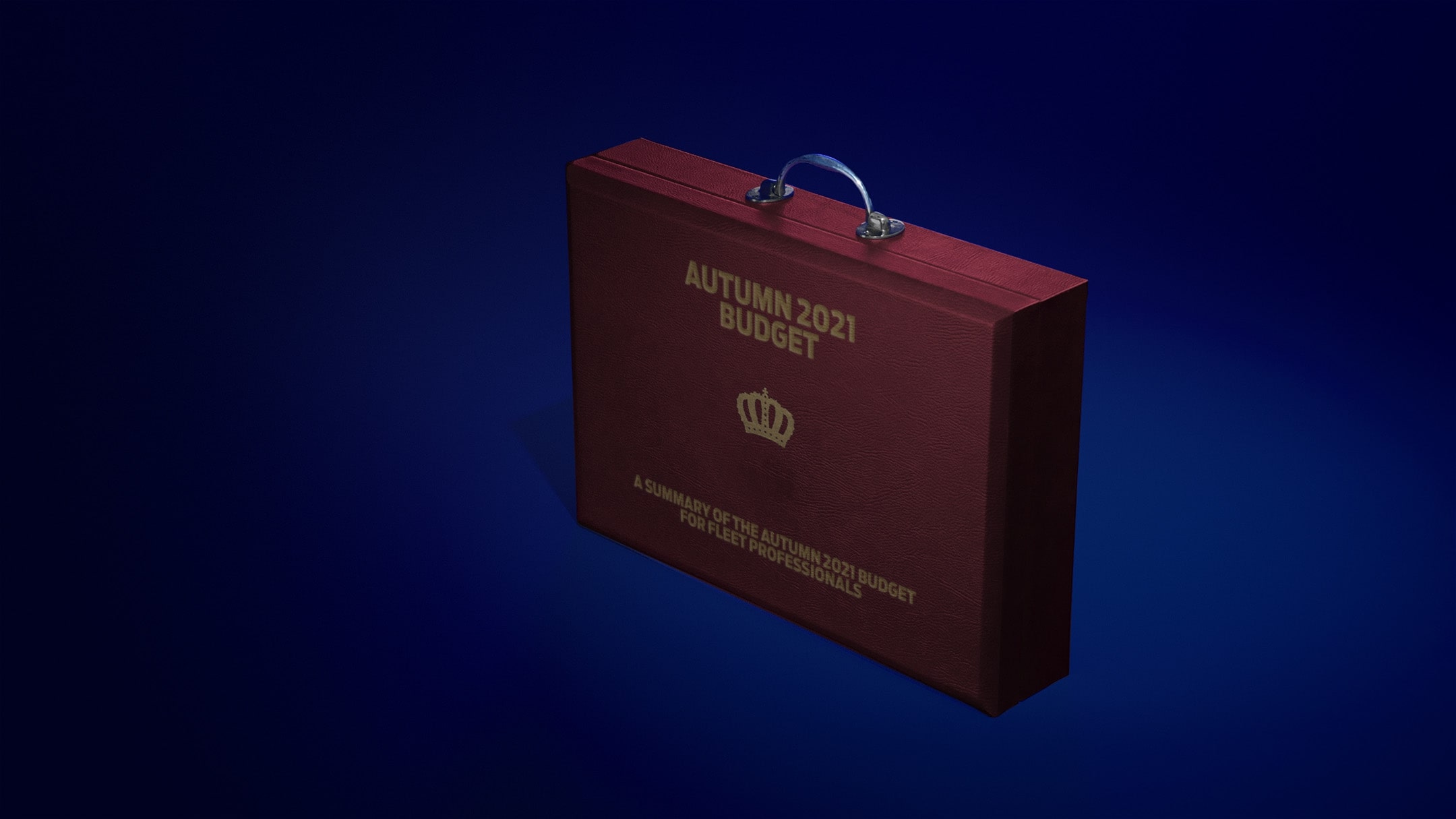 Red briefcase with an inscription which reads Autumn 2021 Budget
