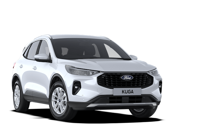 Frozen White Ford Kuga Titanium exterior front angle